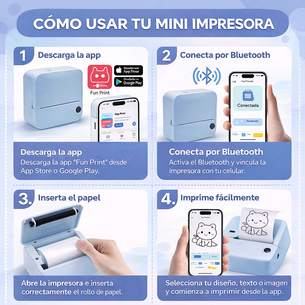 Mini Impresora Portátil Sin Tinta con Bluetooth
