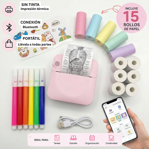 Mini Impresora Portátil Sin Tinta con Bluetooth
